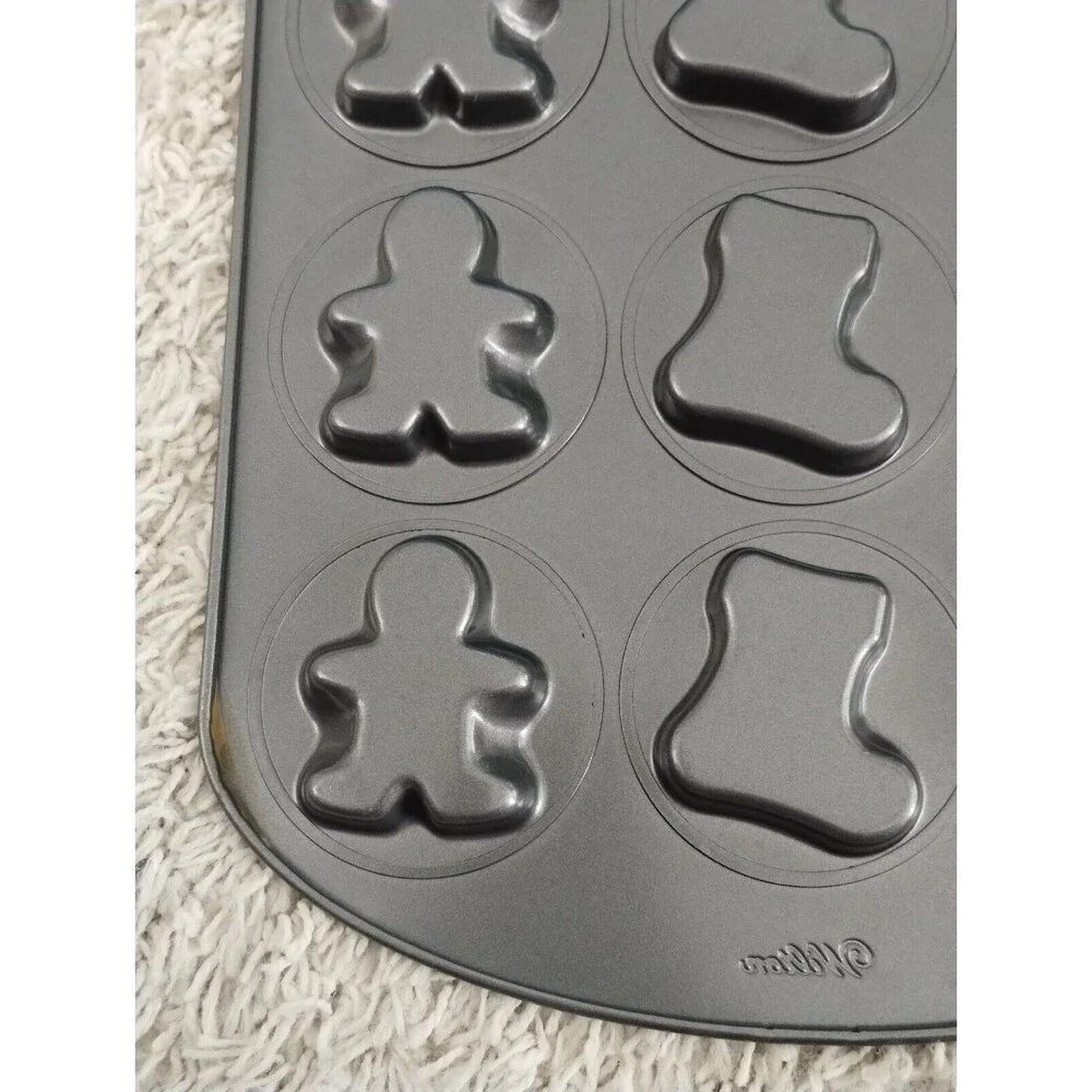 Wilton 12-Cavity Cookie Pan Christmas Holiday Winter Shapes Baking Treats Mold